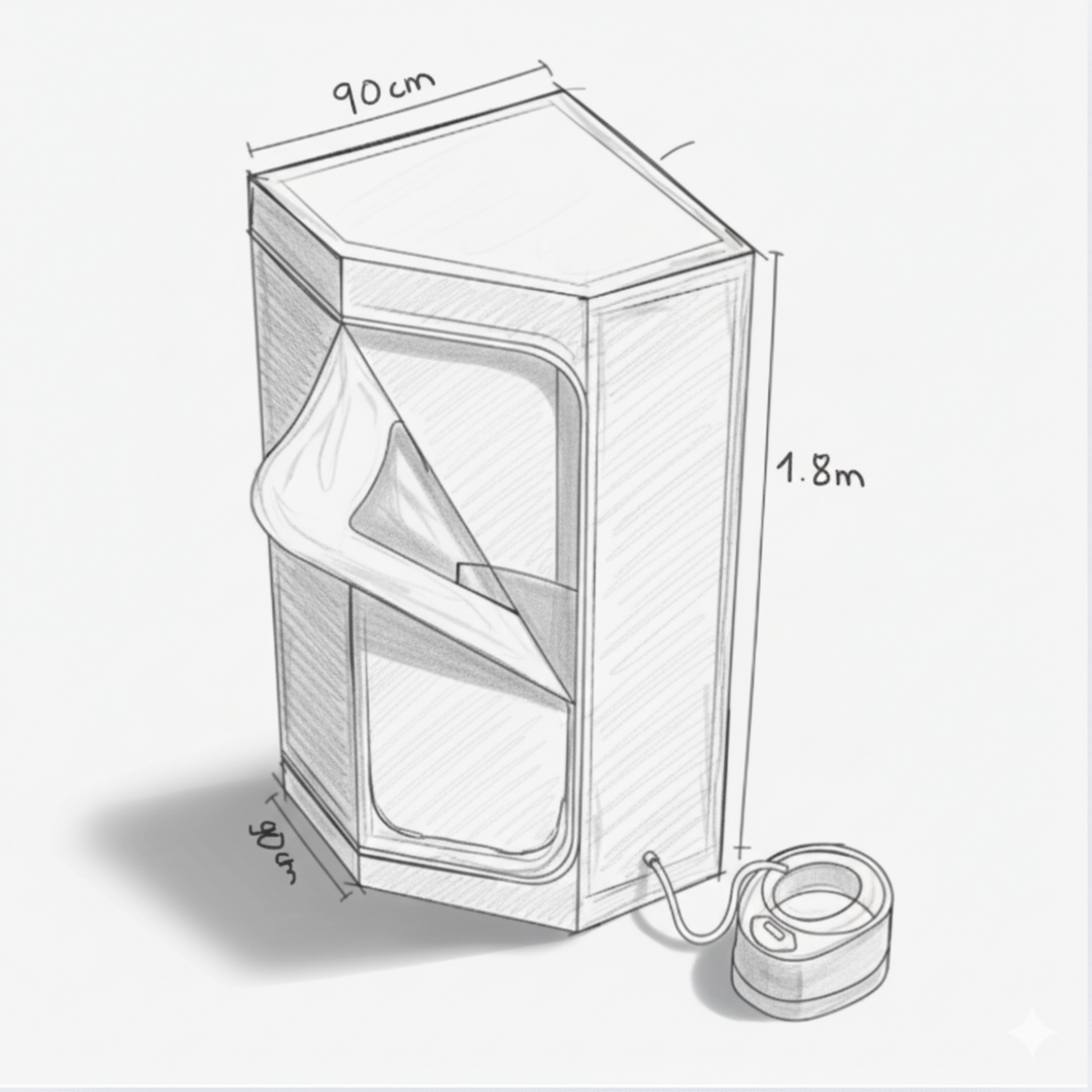 Nordx Dampfsauna 3D-Rendering - kompaktes Design für kleine Räume