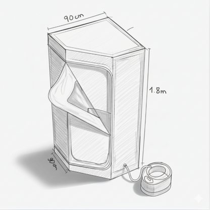 Nordx Dampfsauna 3D-Rendering - kompaktes Design für kleine Räume